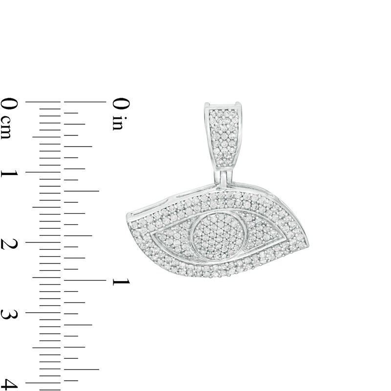 Main Image 2 of Cubic Zirconia Pavé Evil Eye Necklace Charm in Sterling Silver