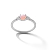Thumbnail Image 0 of 5mm Simulated Pink Opal and Cubic Zirconia Tri-Sides Ring in Sterling Silver - Size 7
