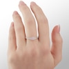 Thumbnail Image 2 of 5mm Simulated Pink Opal and Cubic Zirconia Tri-Sides Ring in Sterling Silver - Size 7