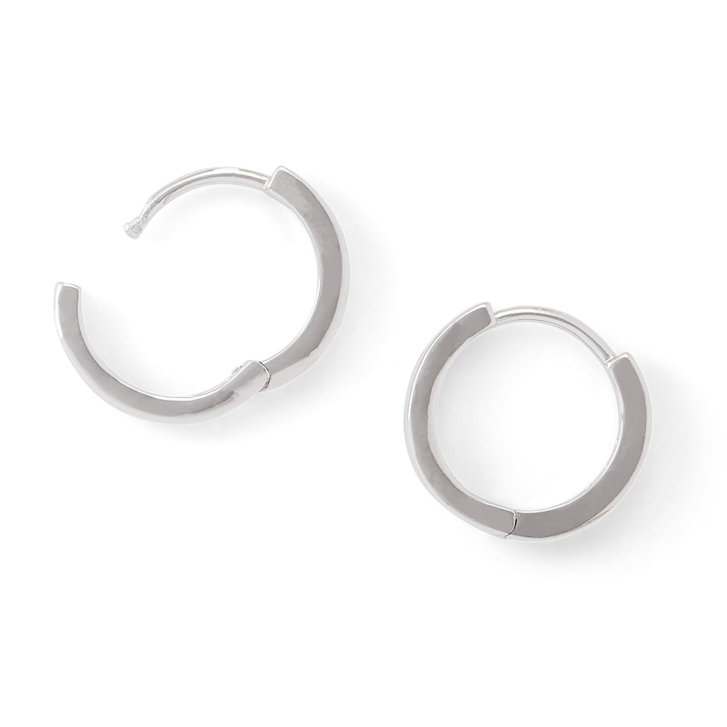 Stainless Steel Polished CZ Huggie Hoop Earrings 3mm x 13mm 