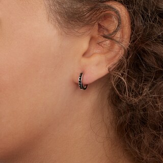 Solid Sterling Sliver 1.5mm Black CZ Channel Huggies