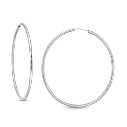 60mm Continuous Tube Hoop Earrings in Hollow Sterling Silver
