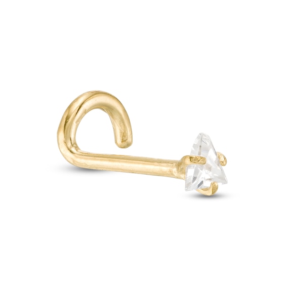 024 Gauge Trillion-Cut Cubic Zirconia Nose Stud in 10K Gold