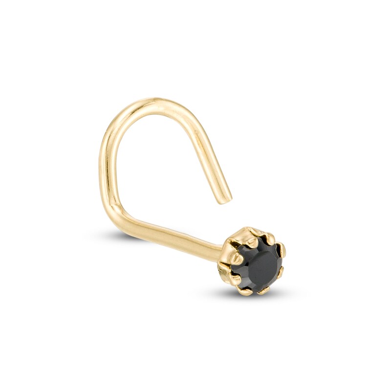 undefined | 022 Gauge Black Cubic Zirconia Nose Stud in 10K Gold