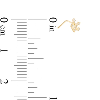 024 Gauge Cubic Zirconia Crown Nose Stud in 10K Gold