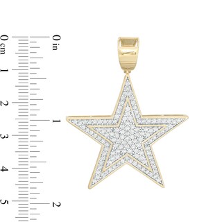 Cubic Zirconia Pavé Composite Double Star Necklace Charm in 10K Gold