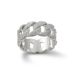 Cubic Zirconia Chain Link Eternity Band in Solid Sterling Silver