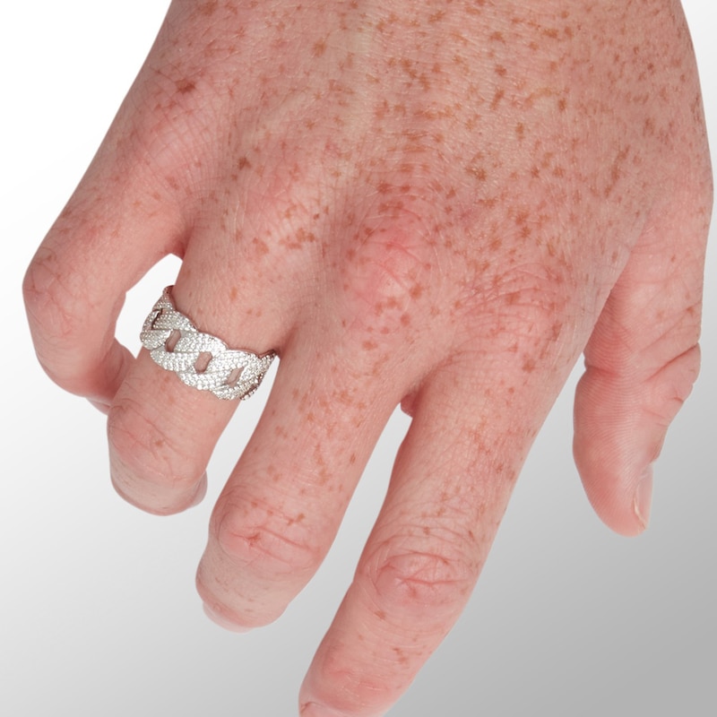 Cubic Zirconia Chain Link Eternity Band in Solid Sterling Silver