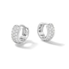 Thumbnail Image 0 of Cubic Zirconia Triple Row Dome Huggie Hoop Earrings in Solid Sterling Silver
