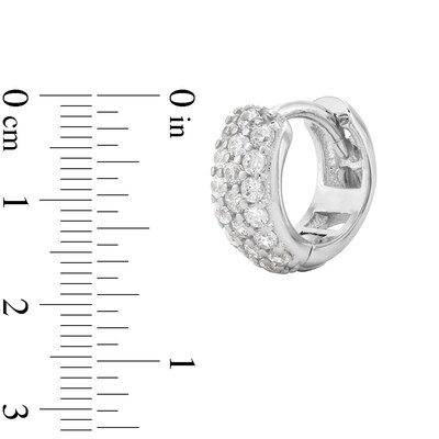 Solid Sterling Silver CZ Triple Row Dome Mini Huggies