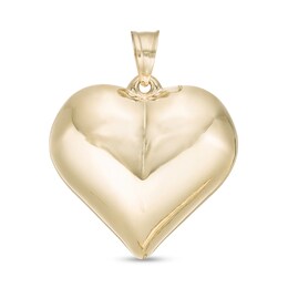 Puffed Heart Necklace Charm in 10K Stamp Hollow Gold