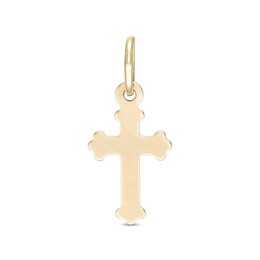 Flat Budded Cross Necklace Charm in 10K Stamp Hollow Gold