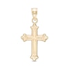 Thumbnail Image 1 of Grooved Budded Cross Necklace Charm in 10K Stamp Hollow Gold