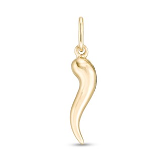 Small Cornicello Necklace Charm in 10K Stamp Hollow Gold