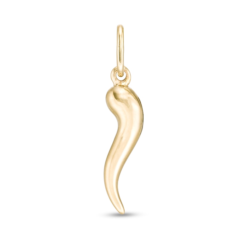 Small Cornicello Necklace Charm in 10K Stamp Hollow Gold