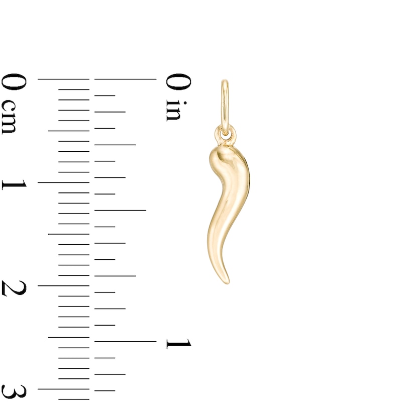 Small Cornicello Necklace Charm in 10K Stamp Hollow Gold
