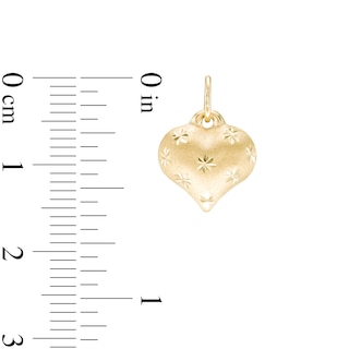 Diamond-Cut Puffed Heart Necklace Charm in 10K Stamp Hollow Gold