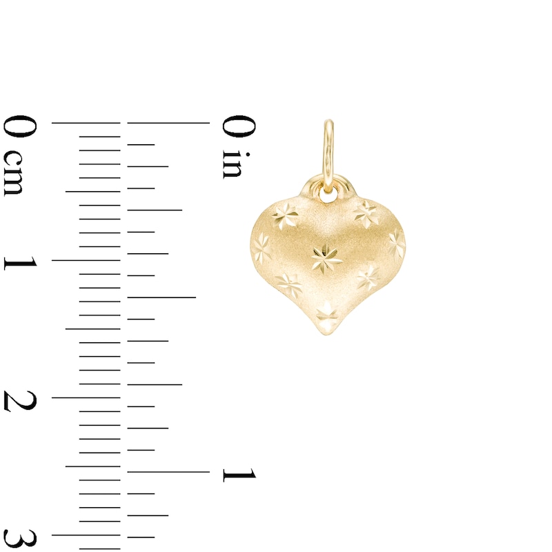 Diamond-Cut Puffed Heart Necklace Charm in 10K Stamp Hollow Gold