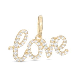 Cubic Zirconia Cursive "love" Necklace Charm in 10K Solid Gold