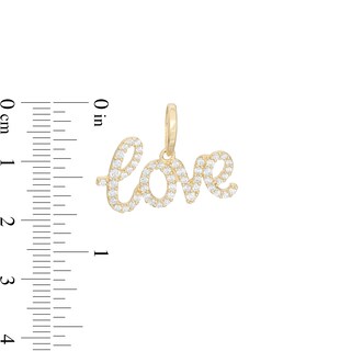 Cubic Zirconia Cursive "love" Necklace Charm in 10K Solid Gold
