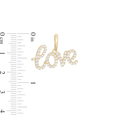 Cubic Zirconia Cursive "love" Necklace Charm in 10K Solid Gold