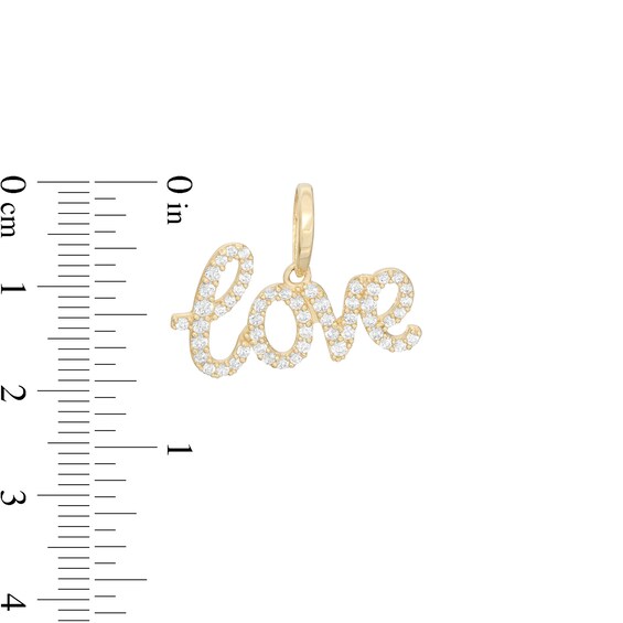 Cubic Zirconia Cursive "love" Necklace Charm in 10K Solid Gold