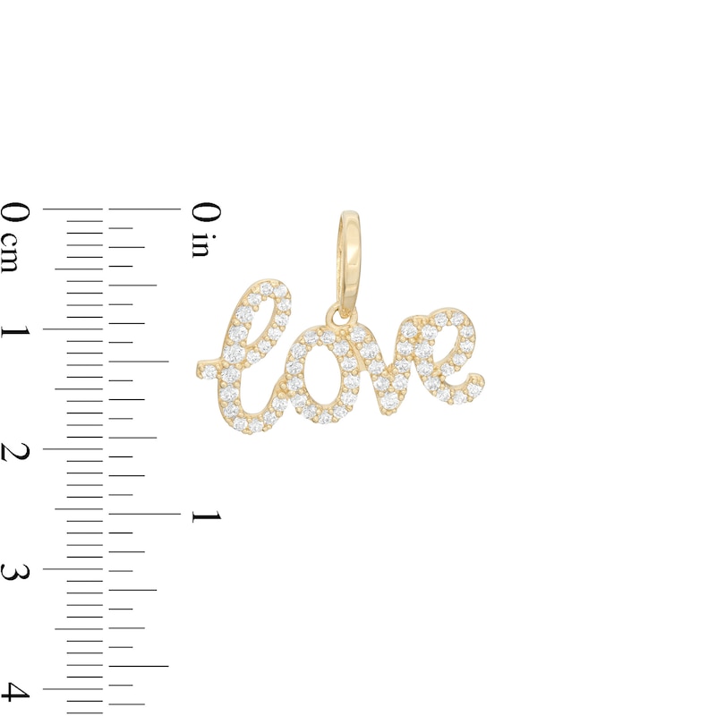 Main Image 2 of Cubic Zirconia Cursive "love" Necklace Charm in 10K Solid Gold