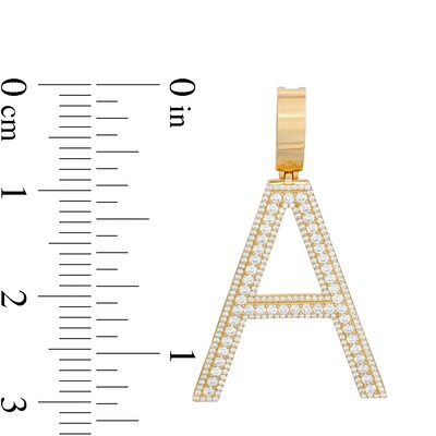 Cubic Zirconia Bordered "A" Initial Necklace Charm in 10K Gold