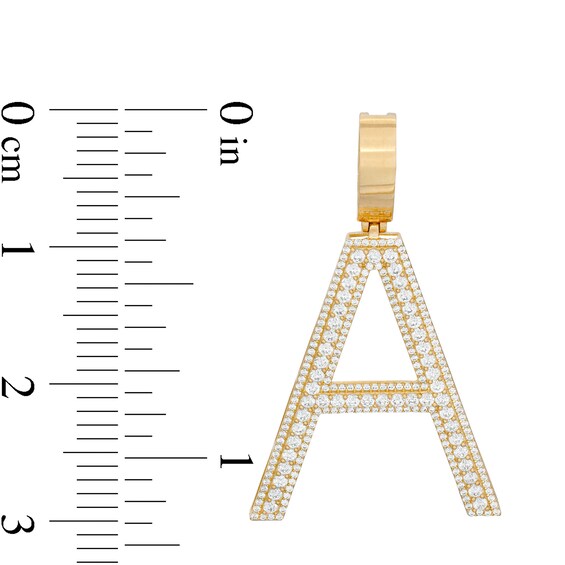 Cubic Zirconia Bordered "A" Initial Necklace Charm in 10K Gold
