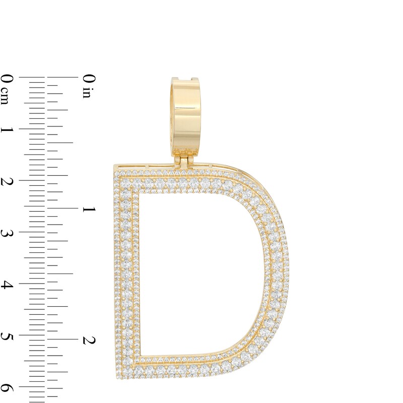 Cubic Zirconia Large Triple Row "D" Initial Necklace Charm in 10K Gold