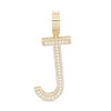 Thumbnail Image 1 of Cubic Zirconia Large Triple Row "J" Initial Necklace Charm in 10K Gold
