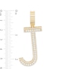 Thumbnail Image 2 of Cubic Zirconia Large Triple Row "J" Initial Necklace Charm in 10K Gold