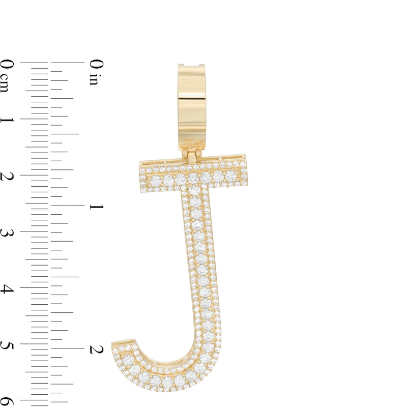 Main Image 2 of Cubic Zirconia Large Triple Row "J" Initial Necklace Charm in 10K Gold