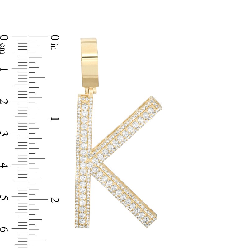 Main Image 2 of Cubic Zirconia Large Triple Row "K" Initial Necklace Charm in 10K Gold
