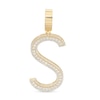 Thumbnail Image 1 of Cubic Zirconia Large Triple Row "S" Initial Necklace Charm in 10K Gold