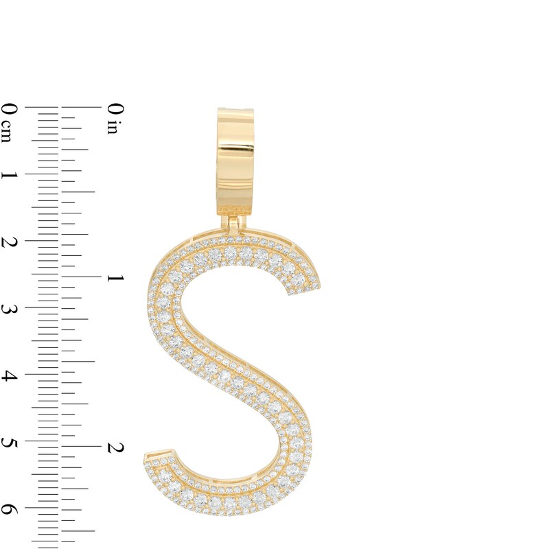 Main Image 2 of Cubic Zirconia Large Triple Row "S" Initial Necklace Charm in 10K Gold