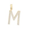 Cubic Zirconia Large Triple Row "M" Initial Necklace Charm in 10K Gold