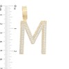 Cubic Zirconia Large Triple Row "M" Initial Necklace Charm in 10K Gold