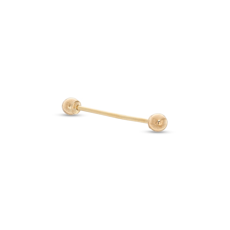 10K Solid Gold Long Industrial Barbell - 18G 1"