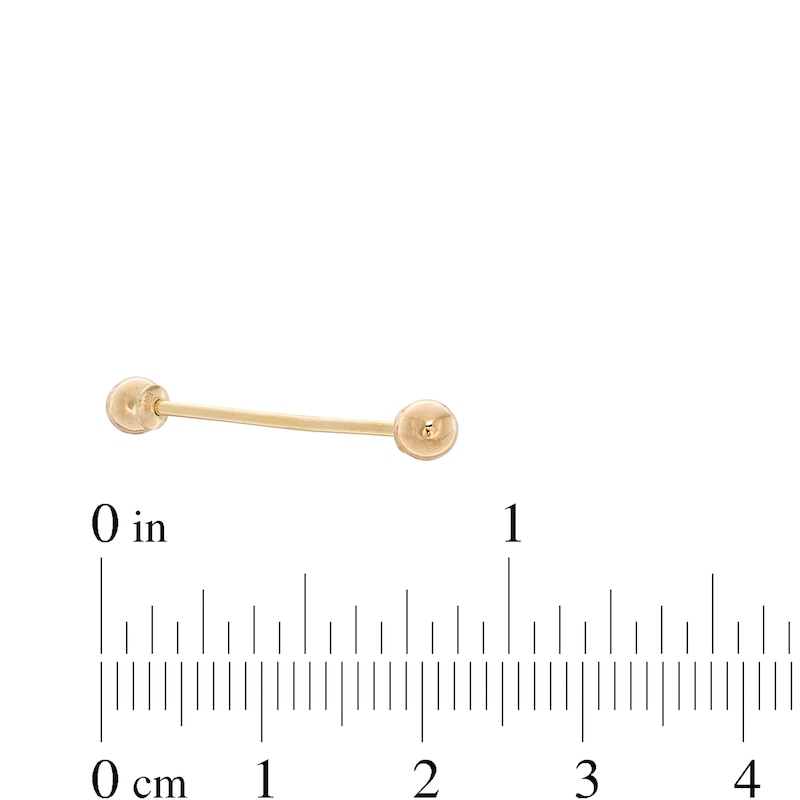 10K Solid Gold Long Industrial Barbell - 18G 1"