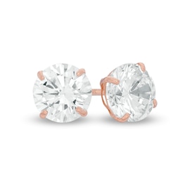 14K Solid Rose Gold CZ Solitaire Studs