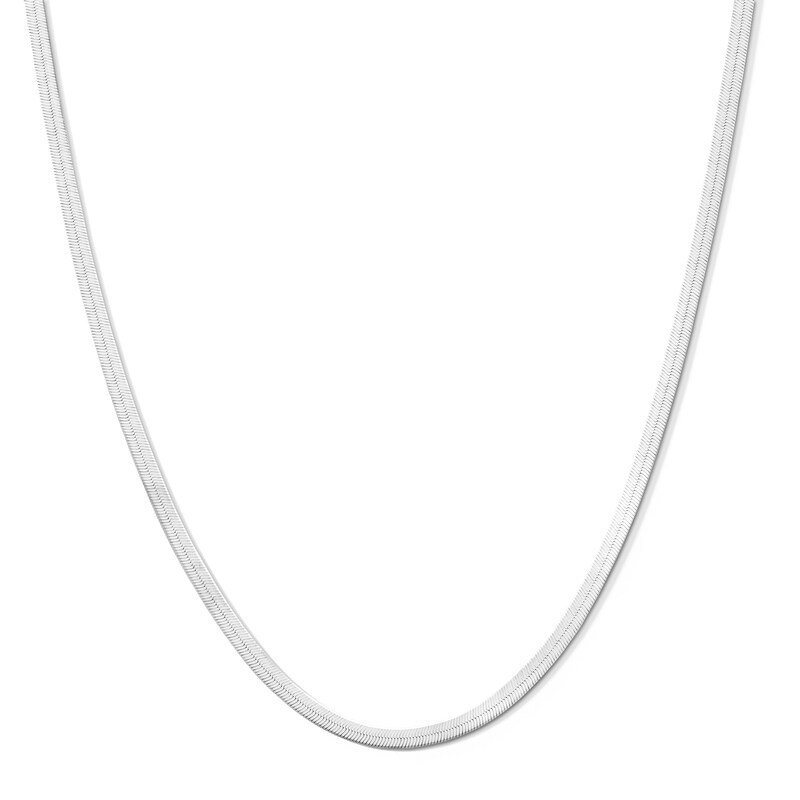 Made in Italy 035 Gauge Herringbone Chain Necklace in Solid Sterling Silver - 20"