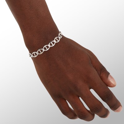 Sterling Silver Diamond-Cut Mariner Chain Bracelet Made in Italy - 8.5"