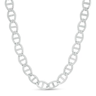 210 Gauge Solid Diamond-Cut Mariner Chain Necklace in Sterling Silver - 24"