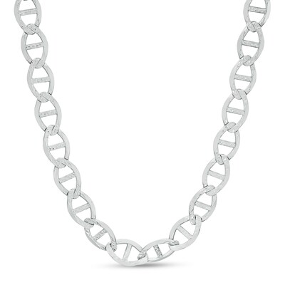 210 Gauge Solid Diamond-Cut Mariner Chain Necklace in Sterling Silver - 24"