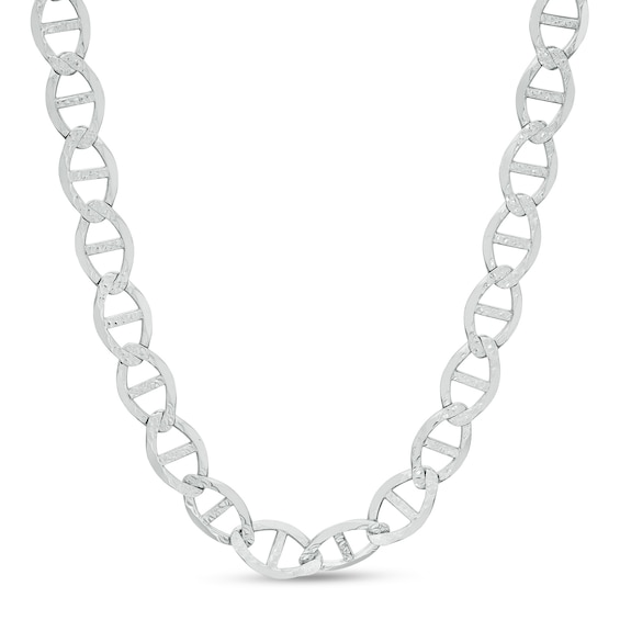 210 Gauge Solid Diamond-Cut Mariner Chain Necklace in Sterling Silver - 24"