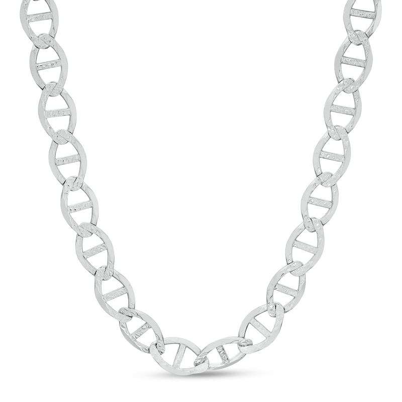 210 Gauge Solid Diamond-Cut Mariner Chain Necklace in Sterling Silver - 24"