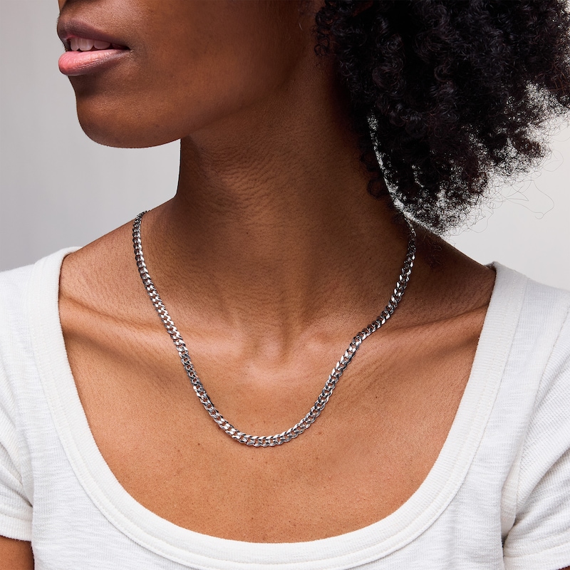 Thin Curb Chain Necklace Made of Sterling Silver