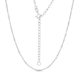 Cable Chain Barrel Station Choker Necklace in Sterling Silver - 16&quot;