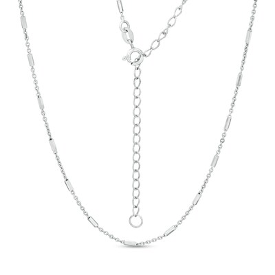 Cable Chain Barrel Station Choker Necklace in Sterling Silver - 16"